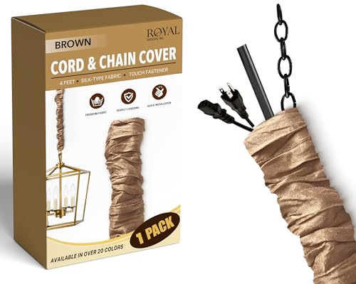 Royal Designs, Inc. Cord & Chain Cover 4 ft Silk Type Fabric, Chandelier Pendant Lighting Chain & Cable Management, Touch Fastener, Brown - 1 Pack - color: Brown, size: 1 Pack