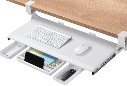 ETHU Keyboard Tray Under Desk, Pull Out Keyboard & Mouse Tray with C-clamp, Ergonomic Desk Keyboard Tray Slide Out, Pull Out Platform Drawer for Home and Office(White) - color: White
