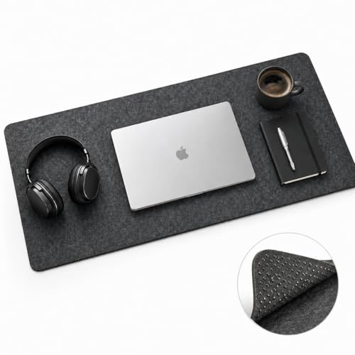Premium Reversible Felt Desk Mat | Computer Pad for Keyboard & Mouse | Office & Home Workspace Protector (Black Gray, 36Inx12In) - color: Black Gray, size: 36" x 12"
