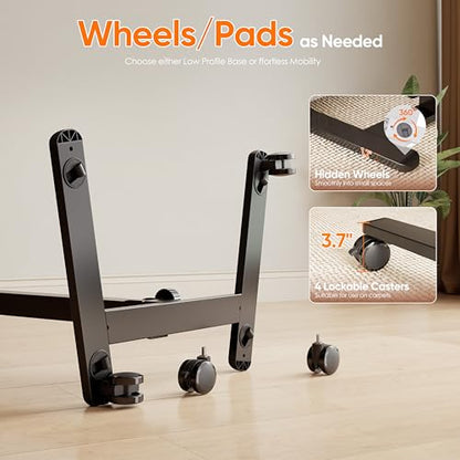 Monomi 25“ Mobile Folding Desk,Pneumatic Sit-Stand Table,No Assembly,Brown - color: Brown