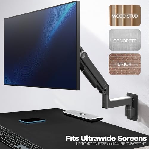 VIVO Premium Ultrawide Monitor Counterbalance Wall Mount for 40 inch Screens up to 44 lbs, Full Motion, Max VESA 100x100, Black, MOUNT-V100E - size: Up to 40", style: Single Mount