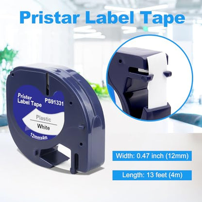 Pristar 20-Pack 91331 Replacement for DYMO LetraTag 91331 Label Tape 12mm