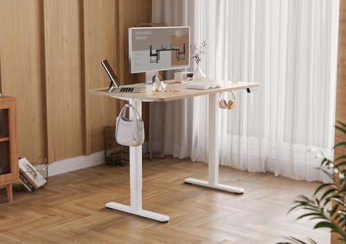 Claiks Electric Height Adjustable Standing Desk, 35x20 Inch, Nature | Smooth Height Adjustment, 3 Memory Presets, Cable Management Hub&Hook, Stable Steel Frame, 176lbs Capacity, Easy Assembly - color: Nature, size: 35