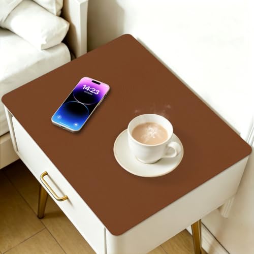 PU Leather Desk Protector/Nightstand Mat, 15.7X11.8 in Brown - color: Brown, size: 15.7" x 11.8"
