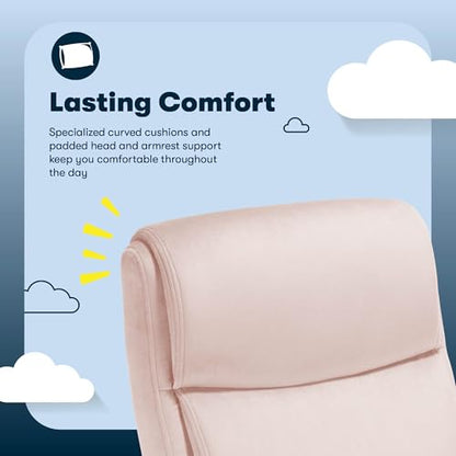 Serta Executive Office Chair with Lumbar Support, Fixed Arms Leather Chair - color: Pink Velvet Fabric