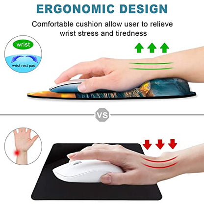 ToLuLu Mouse Pad Wrist Rest Support Gel, Ergonomic Mouse Pads with Non Slip PU Base, Mouse Wrist Rest Pad for Laptop Computer Home Office Working Gaming Pain Relief, Sunset& Beach - color: Sunset Beach