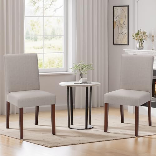 MALOL Upholstered Dining Chairs Set of 2, Modern Fabric Dining Room Chair, Wooden Dining Chair, Kitchen Side Chairs, Farmhouse Dinner Chair with High Back for Kitchen, Brown - color: Brown, size: Set of 2