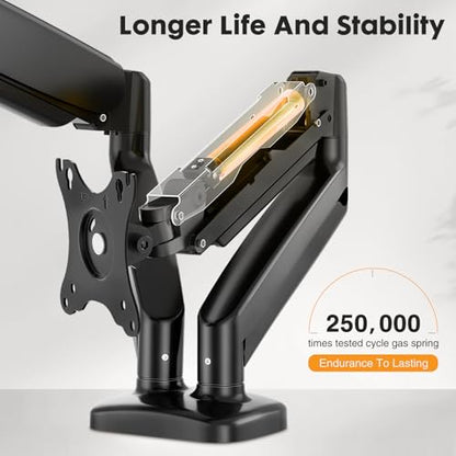 DUMOS Dual Monitor Mount for Desk, Gas Spring Monitor Arm for 2 Monitors Max 32 Inches, Fully Adjustable Double VESA Mount with C-Clamp/Grommet Base, Holds Screen 17.6 lbs - size: 1PCS