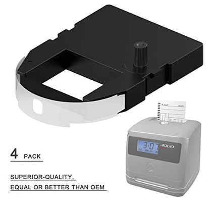 Replacement for Pyramid 3700 time Clock Ribbon Used with Pyramid 4000R, 3500, 3700, 4000, 4000HD Time Clocks, 11.5ft, Individually Sealed, Pre-Installed Ribbon Shield, 4 Pack - size: 4-Pack