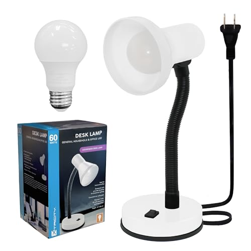 Xtricity LED Desk Light, 360° Adjustable Gooseneck, (White Finish) - color: Round Base (White), size: 1 Pack