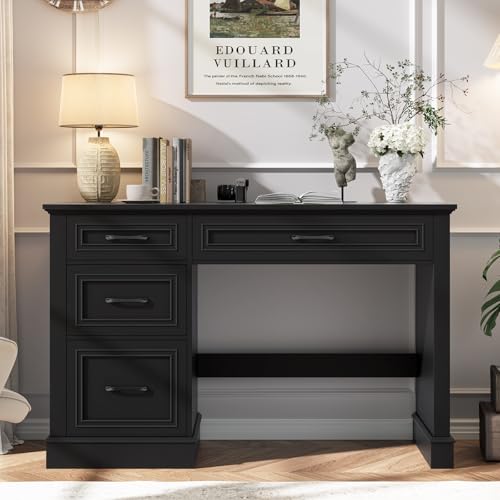 Vabches Farmhouse 47" Executive Desk with 3 Drawers, Pure Black. - color: Pure Black, size: Style 1
