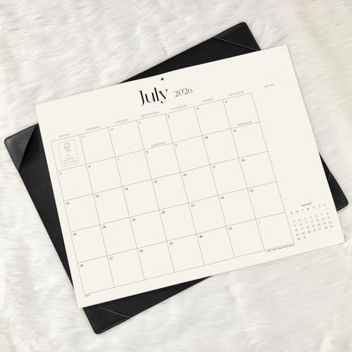 Simplified Desk Calendar 2026 with Desktop Mat, Cabbrix Large Desk Pad Calendar 21" x 16-1/2" January 2026 to June 2027, Desk Blotter Calendar for Home School and Office (Dark Black) - color: Dark Black