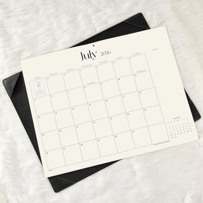 Simplified Desk Calendar 2026 with Desktop Mat, Cabbrix Large Desk Pad Calendar 21" x 16-1/2" January 2026 to June 2027, Desk Blotter Calendar for Home School and Office (Dark Black) - color: Dark Black