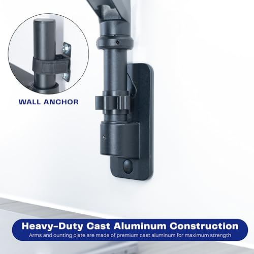 VIVO Pneumatic Arm Dual Ultrawide Monitor Wall Mount for Up to 49 inch Screens, Holds 2 Ultra Wides Up to 33.5 lbs Each, Black, MOUNT-V120K - size: Dual Mount, style: Wall Mount