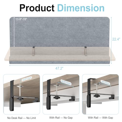 Desk Privacy Panel with Wire Management, 47.2" x 22.5" Cubicle Desk Divider