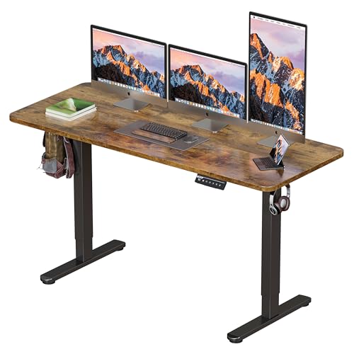 BIZUM Electric Standing Desk 60 x 24 Inch Computer Desk-Gaming Desk Rustic Brown Home Office Desks Height Adjustable Memory Stand Up Computer Workstation - color: Rustic Brown, size: 59.1*23.6 Inch