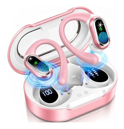 Wireless Earbuds, 2026 New Bluetooth 5.4 Headphones Sport, 60H+ HiFi Stereo - color: comb Pink