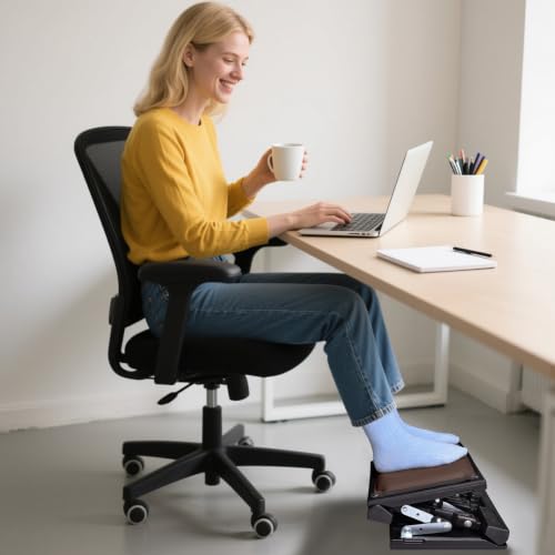 Adjustable Foot Rest Under Desk for Office,Home, Gaming & Study - color: Brown, size: Extra Large
