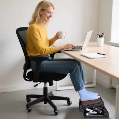Adjustable Foot Rest Under Desk for Office,Home, Gaming & Study - color: Brown, size: Extra Large