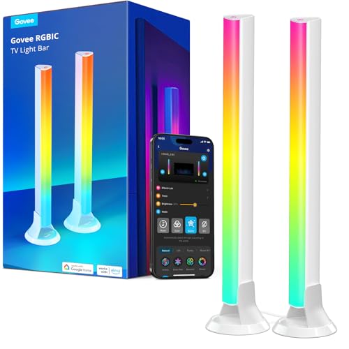 Govee RGBIC Light Bars, 15 Inches WiFi TV Lights for 45-70 inch TVs, White | Smart TV Light Bars with Multiple Placement Options, Work with Alexa and Google Assistant - color: White