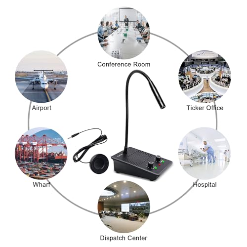 CallToU Window Speaker Intercom System,Dual Way Anti-Interference Intercommunication Microphone Talk Through Glass Window,for Business,Bank,Office,Hospital,Counter,Store,Station,School and More - color: Black 4