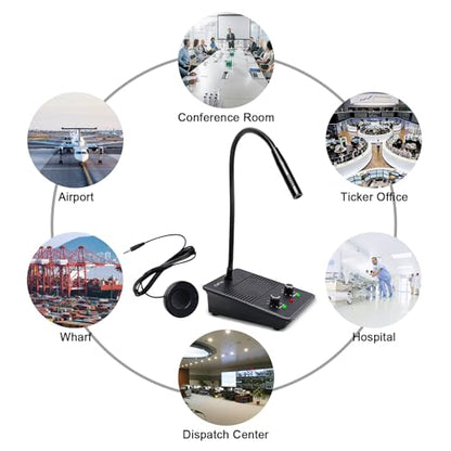 CallToU Window Speaker Intercom System,Dual Way Anti-Interference Intercommunication Microphone Talk Through Glass Window,for Business,Bank,Office,Hospital,Counter,Store,Station,School and More - color: Black 4