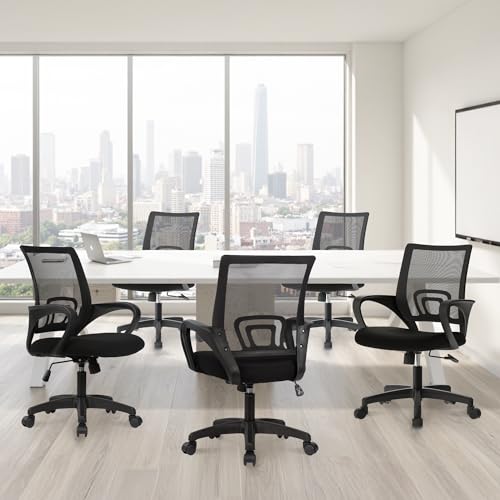 ETONEX Office Chair with Ergonomic Mid Back Cushion Lumbar Support Adjustable Swivel Rolling Computer Gaming Desk Chair Comfy Mesh Seat Wheels Home Executive Use (1, All Black) - color: All Black