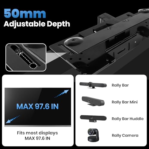 Mounting Bar for TV Mount,TV Mount for Logitech Video Conferencing System,Mounting Bracket Compatible with Logitech Rally Series(Bar, Bar Mini, Bar Huddle) & Rally Camera (Part Number: 952-000041),New