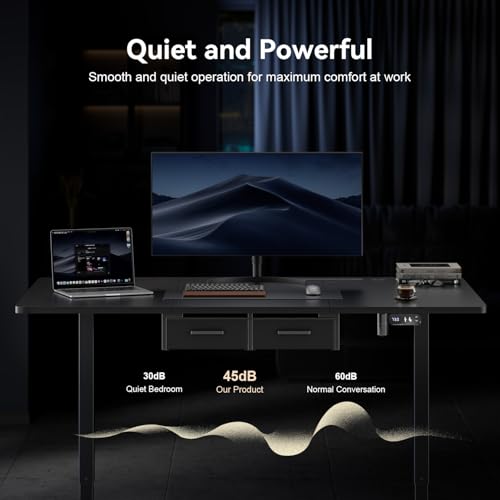 HLDIRECT 79" Electric Standing Desk with Power Outlets & 2 Drawers, Black | 31.5" Extra Wide Desktop Up to 176lb, 28"–46" Height Range & 3 Memory Presets, Integrated Cable Management, Quick Assembly - color: Black, size: 79 inch