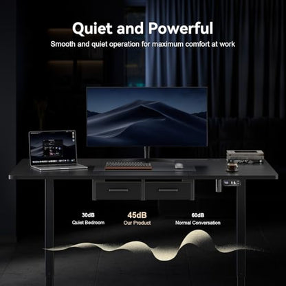 HLDIRECT 79" Electric Standing Desk with Power Outlets & 2 Drawers, Black | 31.5" Extra Wide Desktop Up to 176lb, 28"–46" Height Range & 3 Memory Presets, Integrated Cable Management, Quick Assembly - color: Black, size: 79 inch