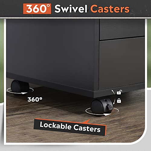 DEVAISE 7-Drawer Office File Cabinets, Mobile Craft Storage Cabinet, Black - color: Black, size: 15.7"D x 18.7"W x 34.5"H