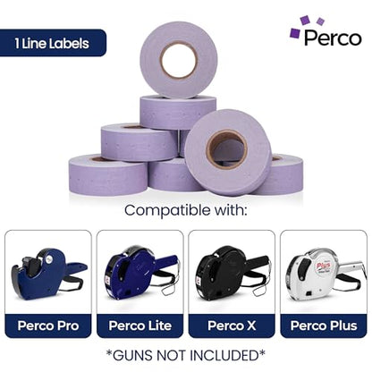 Perco 1 Line Lavender Labels - 8,000 Blank Price and Date Gun Labels for Perco Lite, X, Plus and Pro 1 Line Price and Date Guns- 8 Rolls, 1 Sleeve - Made in USA - color: Lavender, size: 1 Sleeve