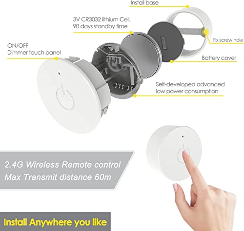 VST Under Cabinet Mini Panel Lighting 6PCS 3.94inch 12V 2.5W(Total 15W) with Wireless Dimmer Switch, Surface Mount Puck Light for Kitchen Van Truck Car Galley Downlight (Round White 4000K) - color: 6 Pack Round White