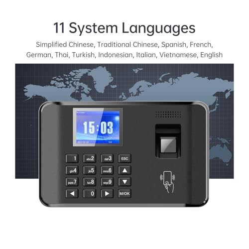 Intelligent Biometric Fingerprint Password Attendance Machine Time Clock Employee Checking-in Recorder LCD Screen Voice Prompt