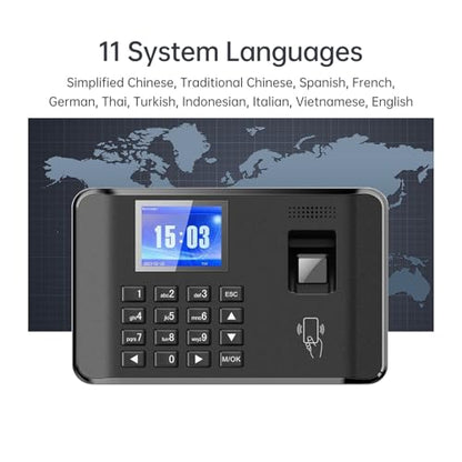 Intelligent Biometric Fingerprint Password Attendance Machine Time Clock Employee Checking-in Recorder LCD Screen Voice Prompt