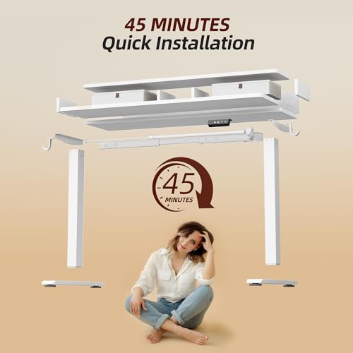 TIQLAB 40 * 24 inch Standing Desk with Two Drawers&Top Shelf, White | Smooth Height Adjustment, 2 Memory Presets, One-Touch Control, Stable Steel Frame, 176 lbs Capacity, Easy Assembly - color: White, size: 40*24 inch without keyboard tray