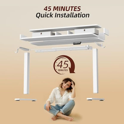 TIQLAB 40 * 24 inch Standing Desk with Two Drawers&Top Shelf, White | Smooth Height Adjustment, 2 Memory Presets, One-Touch Control, Stable Steel Frame, 176 lbs Capacity, Easy Assembly - color: White, size: 40*24 inch without keyboard tray