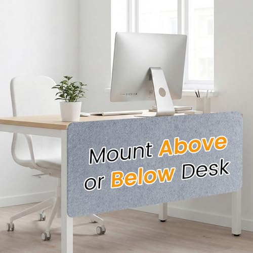 Felt Desk Divider, Clamp-On Privacy Panel, 24 x 48 Inch, Light Gray - color: Light Gray, size: 24×48 in