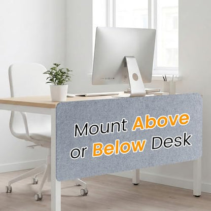 Felt Desk Divider, Clamp-On Privacy Panel, 24 x 48 Inch, Light Gray - color: Light Gray, size: 24×48 in