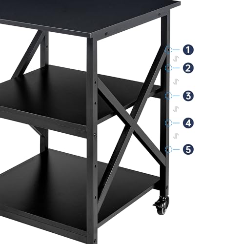 Fannova 23.6"x23.6"x30.1" Large Printer Stand with Adjustable Storage Shelf - color: Black