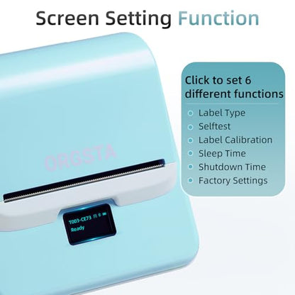 ORGSTA Label Maker with Tape, T003 Thermal Label Maker, 3.15 Inch Bluetooth Label Printer Compatible with Phone & PC, Sticker Printer Barcode Thermal Maker - Blue | Compatible with Phone & PC, Sticker Printer for Small Business, Home, School, Thermal Barc
