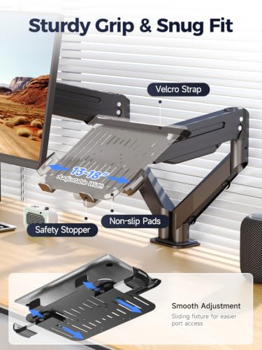 Suptek Monitor Laptop Mount Stand, 2 in 1 Function Dual Monitor Arms Desk Mount for 13"-18" Notebook and 17"-35" Monitor with Laptop Tray,Holds up to 24.25lbs - style: Laptop Monitor Mount