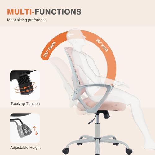 Sweetcrispy Ergonomic Home Office Desk Chair, Managerial Executive Chair - color: Pink, size: 18.5"D