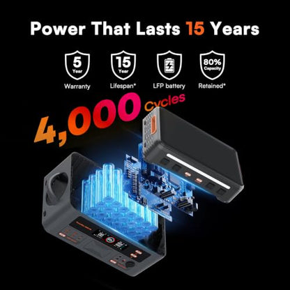 Solar Generator Portable Power Station 3600W, 2016Wh LiFePO4 Battery | 14 Outlets, 1500W AC Input & 1600w Solar Charging, 1.5H Fast Charging, Solar Generator for Home Backup, RV, Emergencies