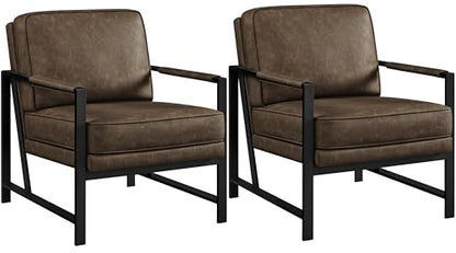 Yaheetech Mid-Century Modern Accent Chairs Set of 2, Brown - color: Brown, size: Set of 2