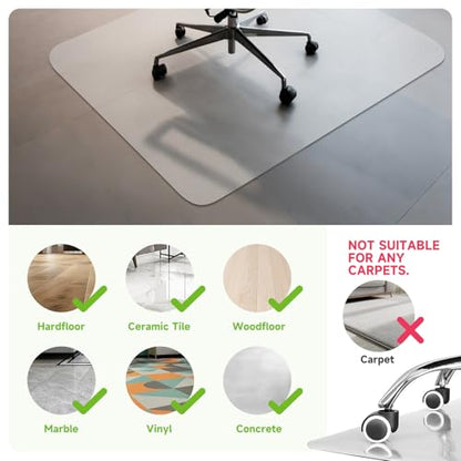 SOONAN Chair Mat for Hardwood Floors 63" x 51", Clear 0.08" Thick Office Desk Chair Mat, Non-Slip Stays Flat No Curling, Heavy Duty Floor Protector for Wood, Tile, Laminate & Vinyl, Home Office - size: 63" x 51" x 0.08"