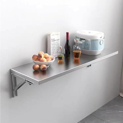 304 Stainless Steel Wall-Mounted Folding Table, Laundry Fold Down Table, Folding Wall Desk for Office Kitchen, Save Space for Room, Storage W 15.7"-47.2", H11.8/15.7"(50x30cm/19.7x11.8in) - size: 50x30cm/19.7x11.8in