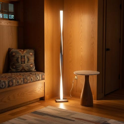 Brightech Helix LED Bright Floor Lamp for Living Rooms & Bedrooms, 48" Tall Pole Lamp, Dimmable Standing Lamp - Platinum Silver - color: Warm White Light with Silver Frame