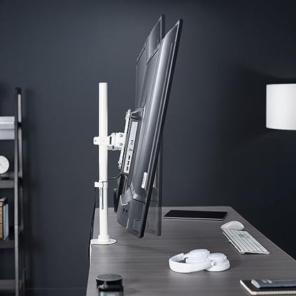 VIVO Ultra Wide TV Desk Mount for up to 55 inch Screens Weighing 66 lbs, Full Motion Height Adjustable Single Television Stand, White, STAND-V155CW - color: White, size: up to 55" screens