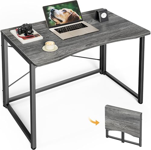 Huuger Folding Desk for Small Spaces, 31.5 Inch Foldable Computer Table - color: Grey, size: 18.9"D X 31.5"W